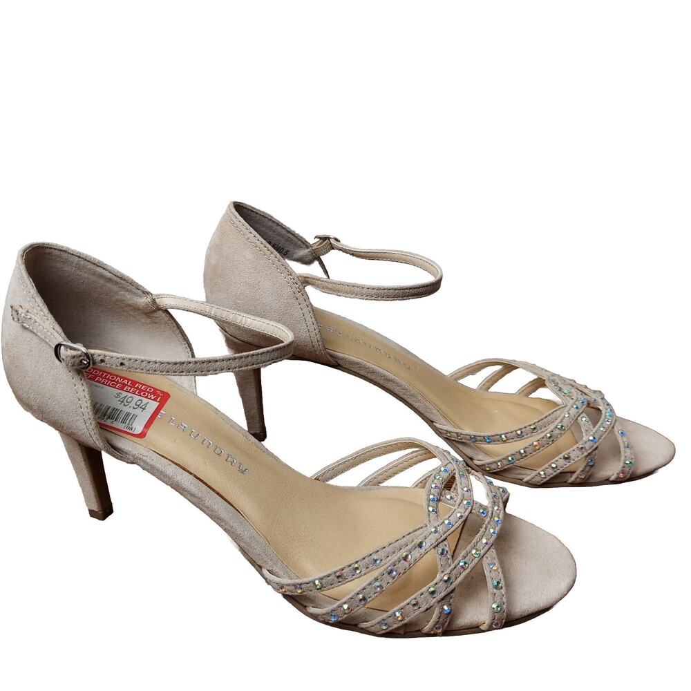 Chinese Laundry Women's 9.5 Heel Pump Beige Colorful Sparkle Gem Accent Dress